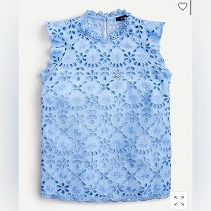 Jcrew, blue eyelet sleeveless blouse, size small.